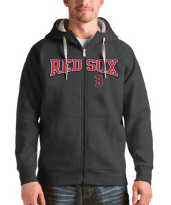 Boston Red Sox Antigua Charcoal Team Logo Victory Full-Zip Hoodie