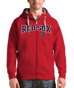 Boston Red Sox Antigua Red Team Logo Victory Full-Zip Hoodie