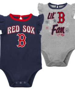 Girls Newborn & Infant Boston Red Sox Navy/Heather Gray Little Fan Two-Pack Bodysuit Set