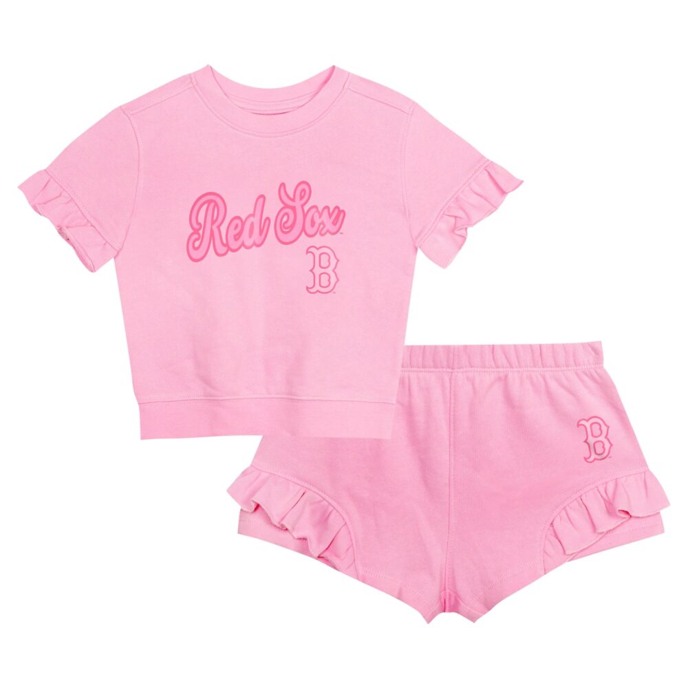 Girls Toddler Boston Red Sox  Branded Pink Dugout Cute T-Shirt & Shorts Set