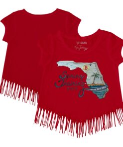 Girls Toddler Boston Red Sox Tiny Turnip Red 2024 Spring Training Grapefruit League Fringe T-Shirt
