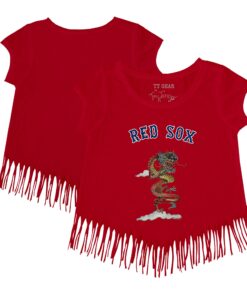 Girls Toddler Boston Red Sox Tiny Turnip Red 2024 Year of the Dragon Fringe T-Shirt