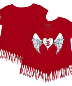 Girls Toddler Boston Red Sox Tiny Turnip Red Angel Wings Fringe T-Shirt