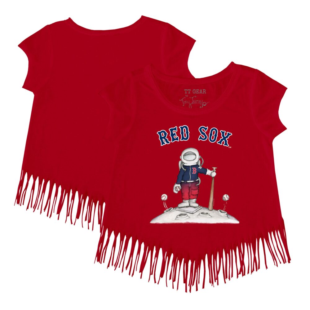 Girls Toddler Boston Red Sox Tiny Turnip Red Astronaut Fringe T-Shirt