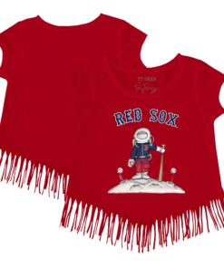 Girls Toddler Boston Red Sox Tiny Turnip Red Astronaut Fringe T-Shirt