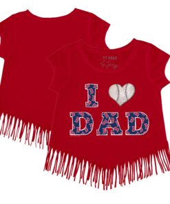 Girls Toddler Boston Red Sox Tiny Turnip Red I Love Dad Fringe T-Shirt
