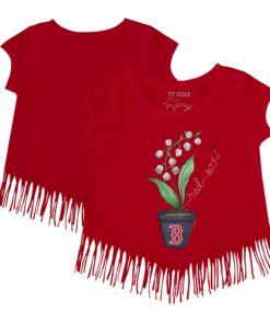 Girls Toddler Boston Red Sox Tiny Turnip Red Lilies & Ladybugs Fringe T-Shirt