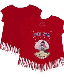 Girls Toddler Boston Red Sox Tiny Turnip Red Mermaid Fringe T-Shirt