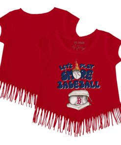 Girls Toddler Boston Red Sox Tiny Turnip Red Smores Fringe T-Shirt