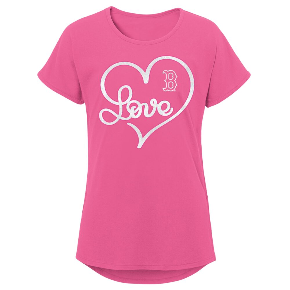 Girls Youth Boston Red Sox Pink Lovely T-Shirt