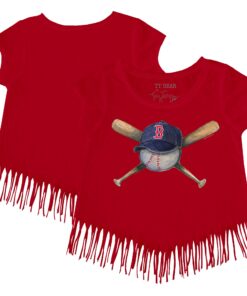 Girls Youth Boston Red Sox Tiny Turnip Red Hat Crossbats Fringe T-Shirt