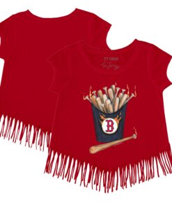 Girls Youth Boston Red Sox Tiny Turnip Red Hot Bats Fringe T-Shirt