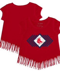Girls Youth Boston Red Sox Tiny Turnip Red Prism Arrows Fringe T-Shirt