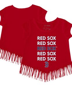 Girls Youth Boston Red Sox Tiny Turnip Red Stacked Fringe T-Shirt