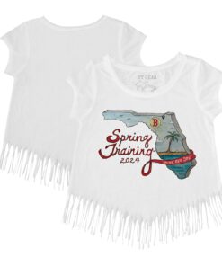 Girls Youth Boston Red Sox Tiny Turnip White 2024 Spring Training Grapefruit League Fringe T-Shirt