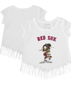 Girls Youth Boston Red Sox Tiny Turnip White 2024 Year of the Dragon Fringe T-Shirt