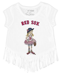 Girls Youth Boston Red Sox Tiny Turnip White Babes Fringe T-Shirt