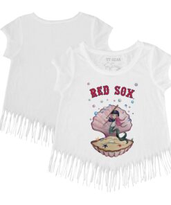 Girls Youth Boston Red Sox Tiny Turnip White Mermaid Fringe T-Shirt