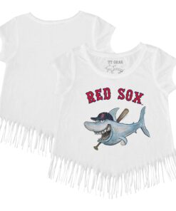 Girls Youth Boston Red Sox Tiny Turnip White Shark Fringe T-Shirt