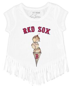 Girls Youth Boston Red Sox Tiny Turnip White Triple Scoop Fringe T-Shirt