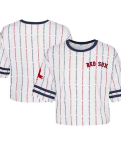 Girls Youth Boston Red Sox White Ball Striped T-Shirt