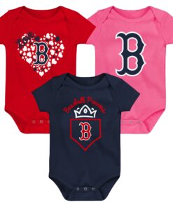 Infant Boston Red Sox  Branded Navy/Red/Pink Three-Pack Home Run Bodysuit Set