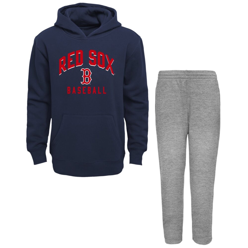 Infant Boston Red Sox Navy/Heather Gray Play by Play Pullover Hoodie & Pants Set