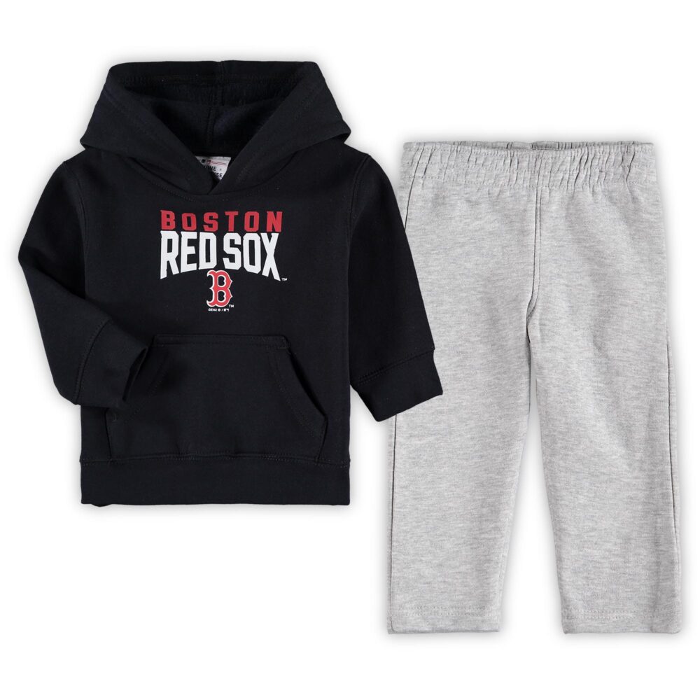Infant Boston Red Sox Navy/Heathered Gray Fan Flare Fleece Hoodie and Pants Set