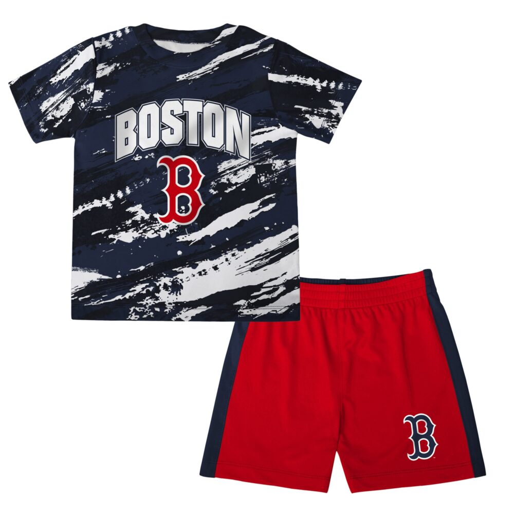 Infant Boston Red Sox Navy/Red Stealing Homebase 2.0 T-Shirt & Shorts Set