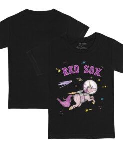 Infant Boston Red Sox Tiny Turnip Black Space Unicorn T-Shirt