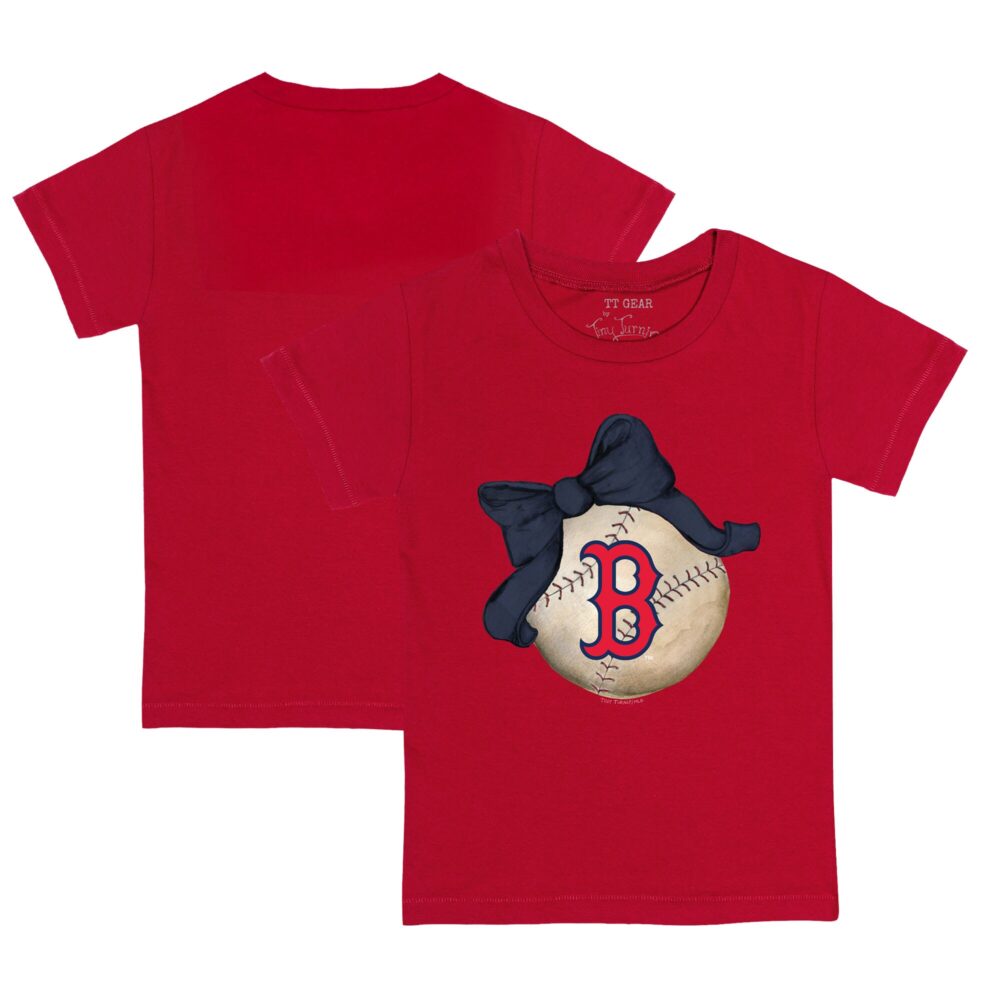 Infant Boston Red Sox Tiny Turnip Red Baseball Bow T-Shirt