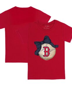 Infant Boston Red Sox Tiny Turnip Red Baseball Bow T-Shirt