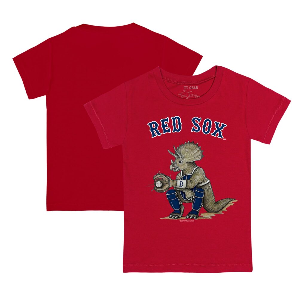 Infant Boston Red Sox Tiny Turnip Red Triceratops T-Shirt