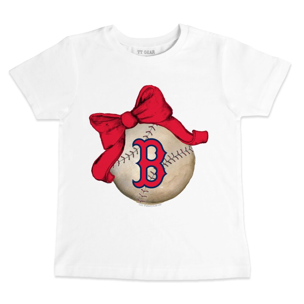 Infant Boston Red Sox Tiny Turnip White Baseball Bow T-Shirt