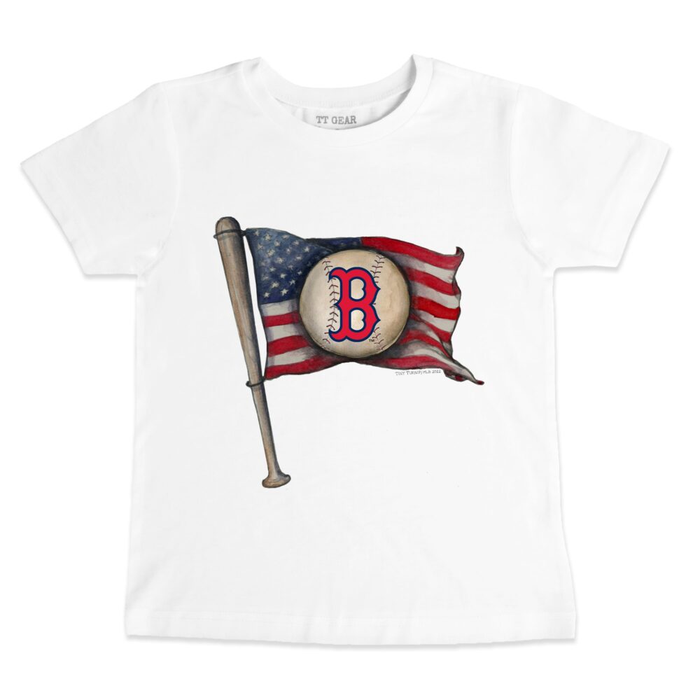 Infant Boston Red Sox Tiny Turnip White Baseball Flag T-Shirt