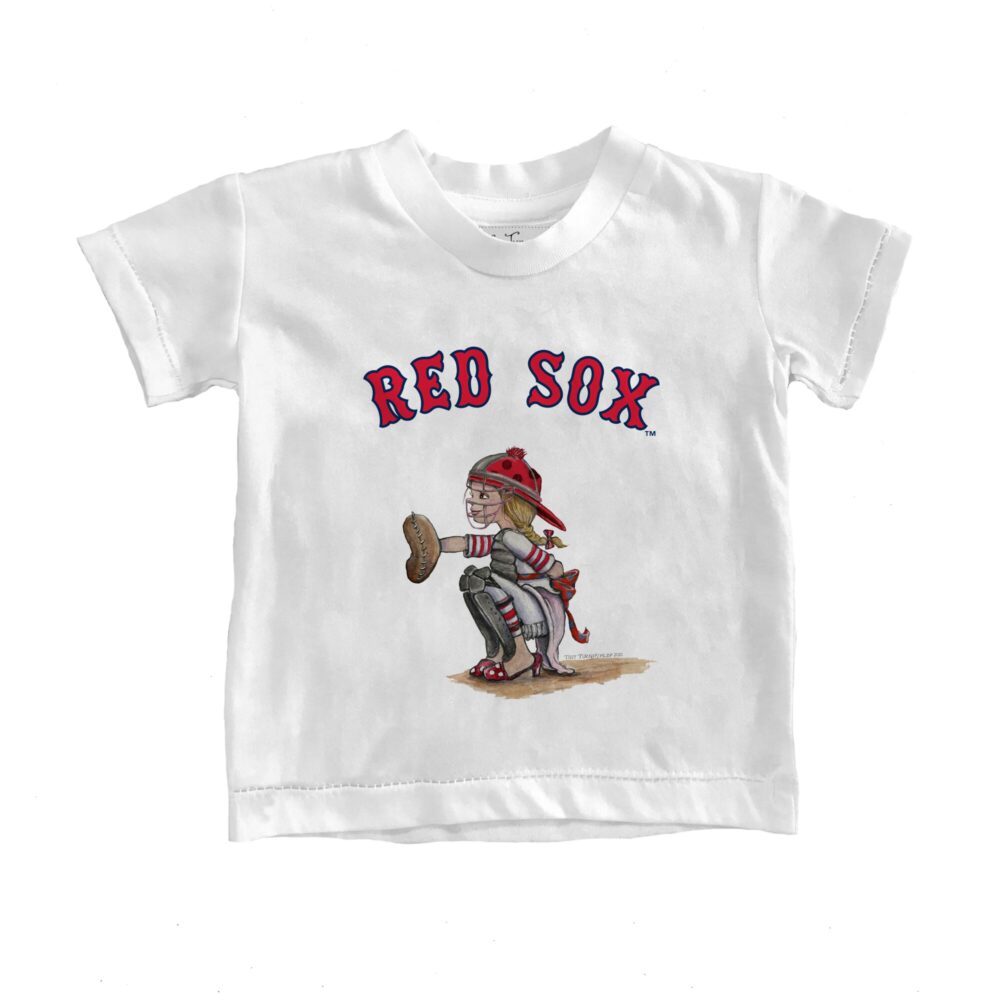 Infant Boston Red Sox Tiny Turnip White Kate the Catcher T-Shirt