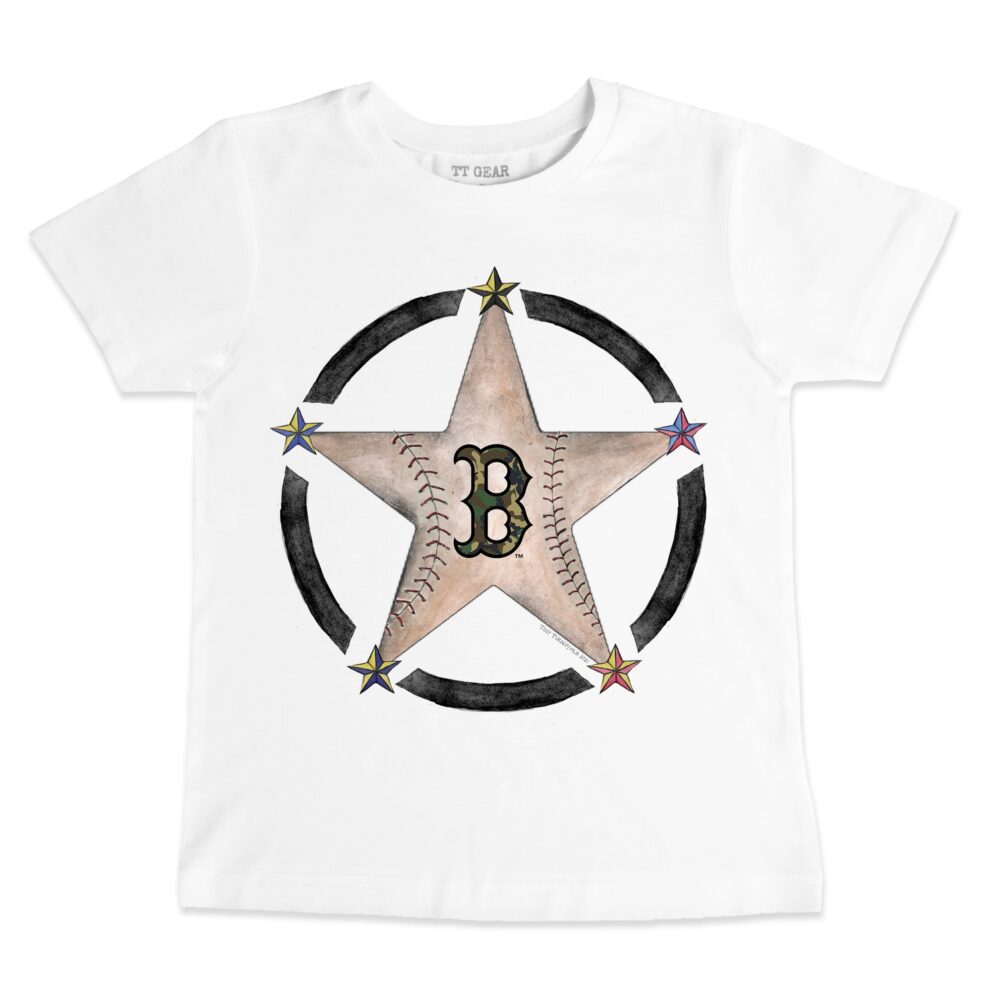 Infant Boston Red Sox Tiny Turnip White Military Star T-Shirt