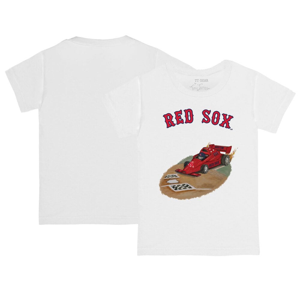 Infant Boston Red Sox Tiny Turnip White Race Car T-Shirt