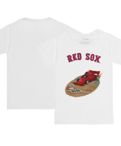 Infant Boston Red Sox Tiny Turnip White Race Car T-Shirt