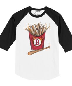 Infant Boston Red Sox Tiny Turnip White/Black Hot Bats Raglan 3/4 Sleeve T-Shirt