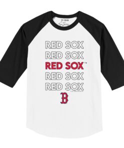 Infant Boston Red Sox Tiny Turnip White/Black Stacked Raglan 3/4 Sleeve T-Shirt