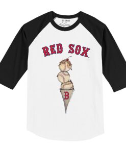 Infant Boston Red Sox Tiny Turnip White/Black Triple Scoop Raglan 3/4 Sleeve T-Shirt
