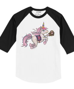 Infant Boston Red Sox Tiny Turnip White/Black Unicorn Raglan 3/4 Sleeve T-Shirt