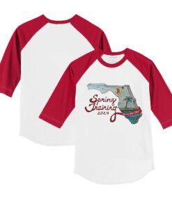 Infant Boston Red Sox Tiny Turnip White/Red 2024 Spring Training Grapefruit League 3/4-Sleeve Raglan T-Shirt