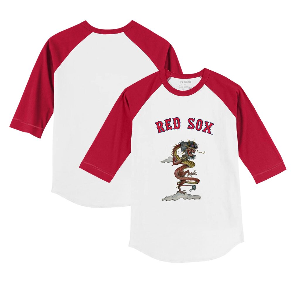 Infant Boston Red Sox Tiny Turnip White/Red 2024 Year of the Dragon 3/4-Sleeve Raglan T-Shirt