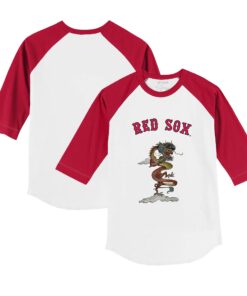 Infant Boston Red Sox Tiny Turnip White/Red 2024 Year of the Dragon 3/4-Sleeve Raglan T-Shirt