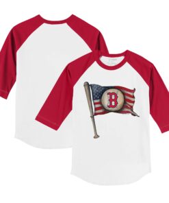 Infant Boston Red Sox Tiny Turnip White/Red Baseball Flag Raglan 3/4 Sleeve T-Shirt