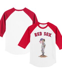 Infant Boston Red Sox Tiny Turnip White/Red Bubbles Raglan 3/4 Sleeve T-Shirt