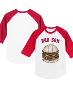 Infant Boston Red Sox Tiny Turnip White/Red Burger Raglan 3/4 Sleeve T-Shirt