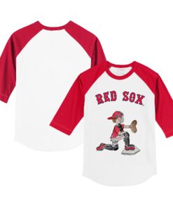 Infant Boston Red Sox Tiny Turnip White/Red Caleb Raglan 3/4 Sleeve T-Shirt